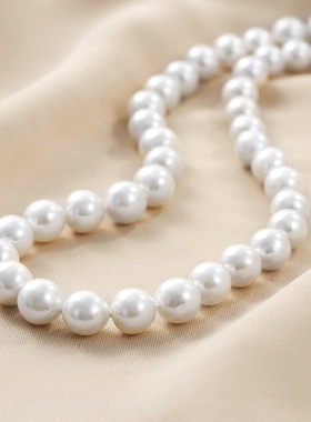 925银扣头10-12mm淡水珍珠项链高级感圆珠链网红气质时尚锁骨链女