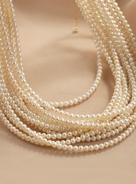 18k金强光baby小米淡水珠项链短款时尚气质锁骨链高级感洋气网红