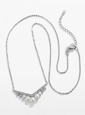 淡水珍珠V字设计项链简约时尚