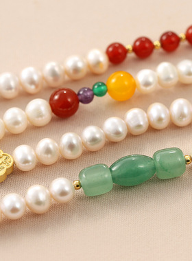 高级感淡水珍珠项链玛瑙毛衣链