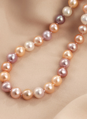 925纯银多彩色珍珠项链高级感