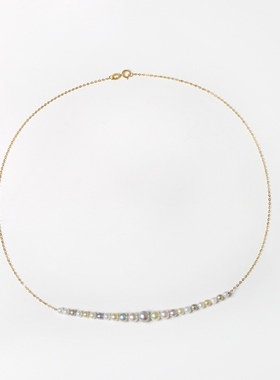 18k金akoya海水混彩珍珠项链