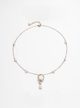 925银针白蝶贝山茶花耳钉时尚锁骨链小众ins新中式项链高级感耳饰