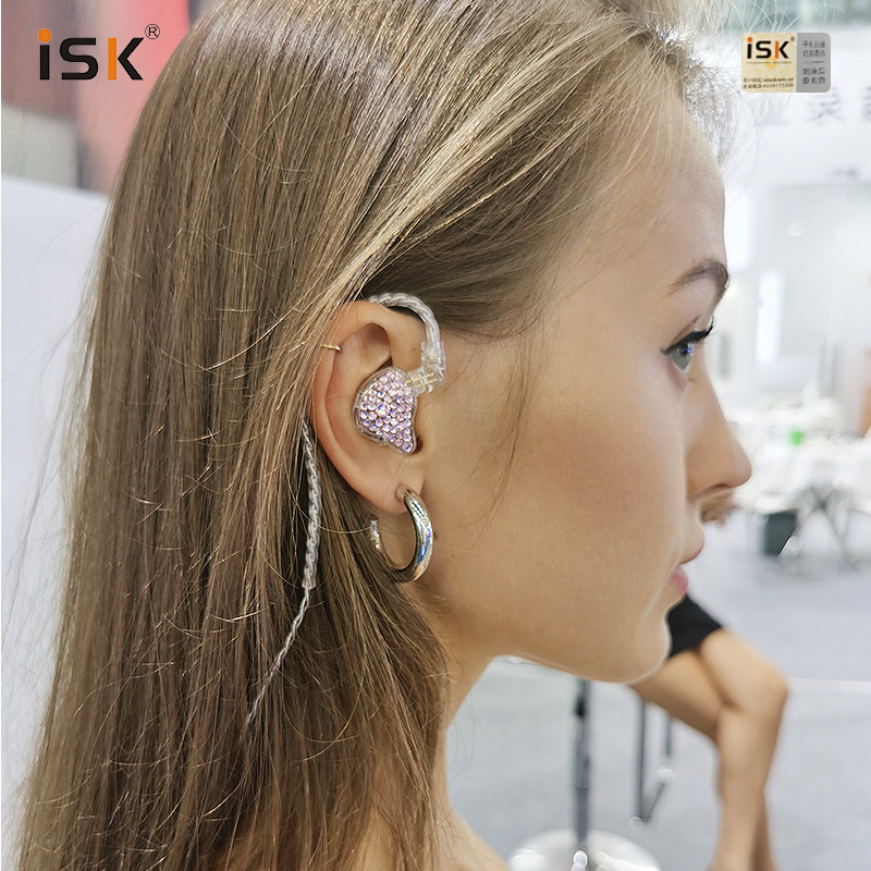 ISK ES80直播监听声卡耳机电脑有线入耳挂耳式主播专用镶钻HIFI - 图0