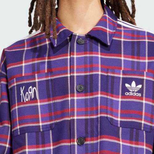 Adidas三叶草KORN金属乐队联名款运动休闲长袖衬衫外套JG1334 - 图2