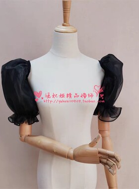 涵妃娅女春秋欧根纱松紧泡泡袖