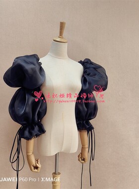 新品黑色长款夸张褶皱演出服