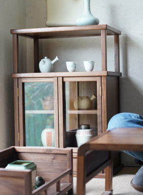 茶室飘窗实木实用储存置物新中式