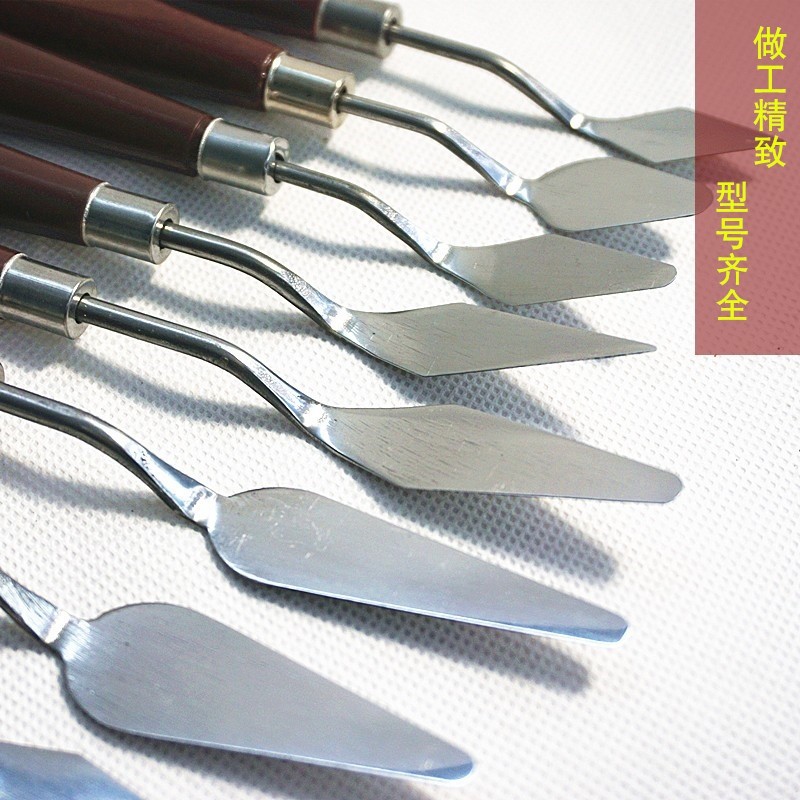 不锈钢调色刀油画丙烯水粉颜料刮刀挑刀油画刀造型刀美术绘画工具_虎窝淘
