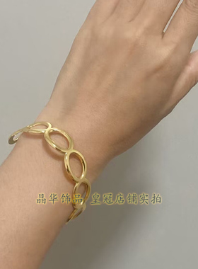 圆形开口手镯K金色款冷淡风手环