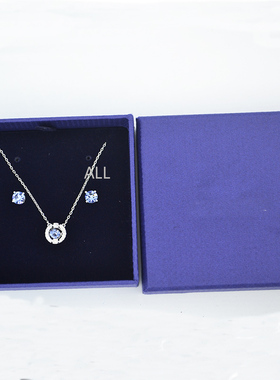 奥地利水晶蓝色耳环项链