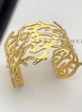 钛钢金色高级感宽边手镯女