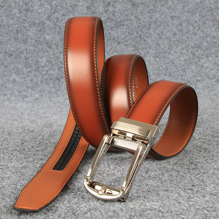 日单 男款休闲自动扣牛皮皮带 K家假针扣式简约商务真皮腰带,淘宝优惠券,粉丝福利购,淘宝优惠卷