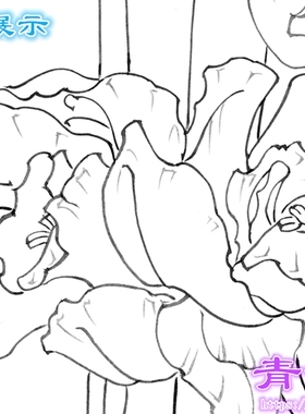 N214兰花蛐蛐花鸟工笔画白描底稿白纸线描国画稿条幅