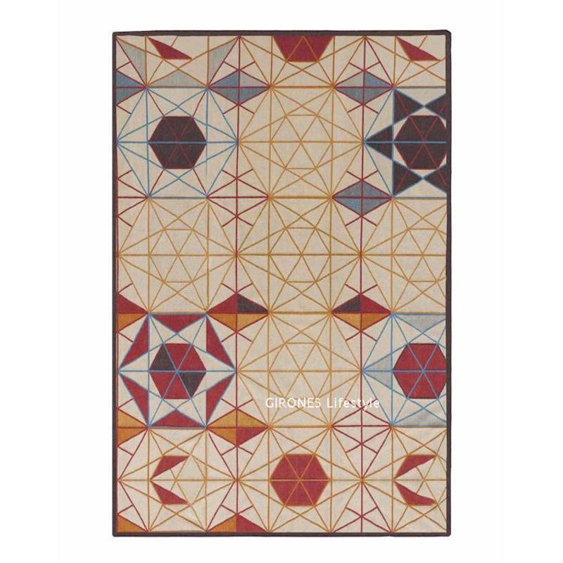 GIRONES进口手工编织羊毛花毯地毯挂毯简约现代几何图形软装搭配 - 图2