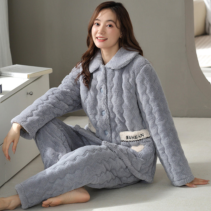 加厚加绒三层夹棉睡衣女士冬季珊瑚绒2025新款大码家居服冬天冬款,淘宝优惠券,粉丝福利购,淘宝优惠卷