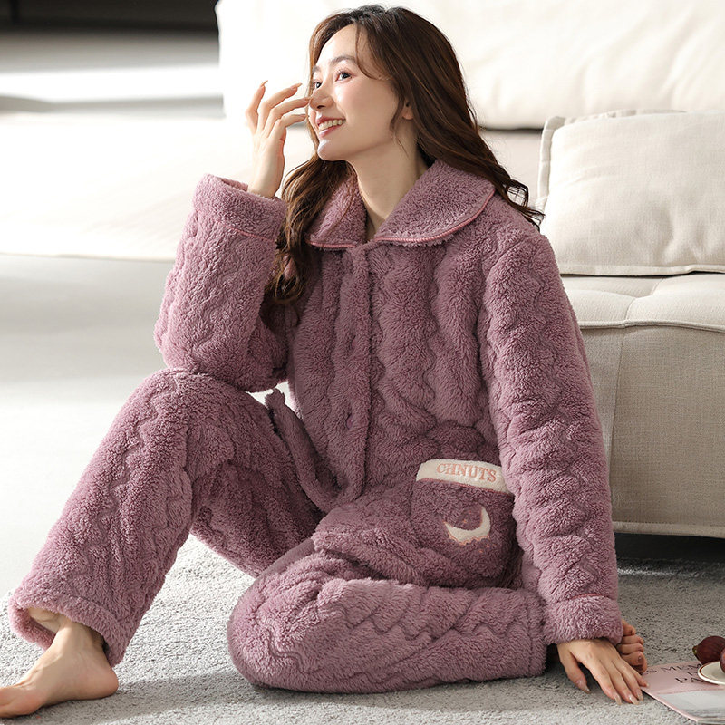 加厚加绒三层夹棉睡衣女士冬季珊瑚绒2025新款大码家居服冬天冬款,淘宝优惠券,粉丝福利购,淘宝优惠卷