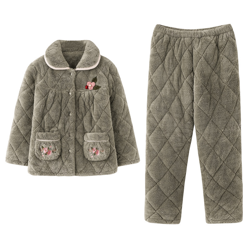 妈妈睡衣女款冬季加厚加绒珊瑚绒夹棉中老年大码保暖家居服秋冬款,淘宝优惠券,粉丝福利购,淘宝优惠卷