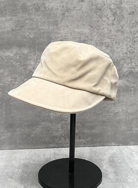 松弛中古风复古翻皮绒马术帽