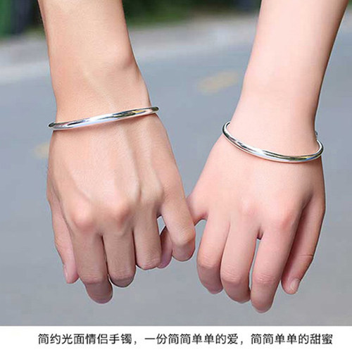 银手镯女9999纯银年轻款实心足银镯子送妈妈女友情人节生日礼物 - 图2