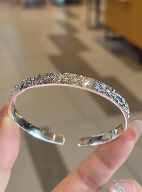 碎冰冰银手镯女9999纯银小众设计
