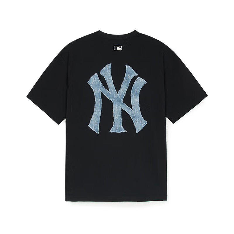 MLB短袖男女情侣25夏季新款大logo牛仔做旧凉感宽松T恤3ATSM0953,淘宝优惠券,粉丝福利购,淘宝优惠卷