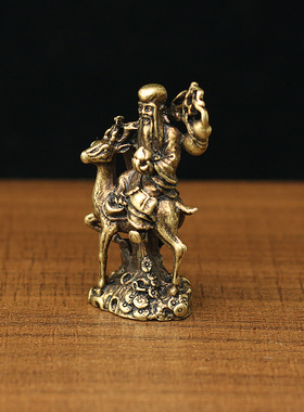 中式迷你黄铜复古南极仙翁小摆件