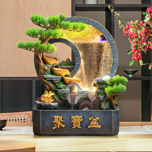 假山流水生财摆件循环水景办公室客厅玄关风水轮桌面摆件开业乔迁 - 图3