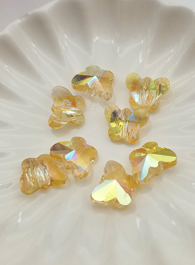 精品14mm卡14蝴蝶直孔通孔异形水晶珠手工DIY手链手机链散珠