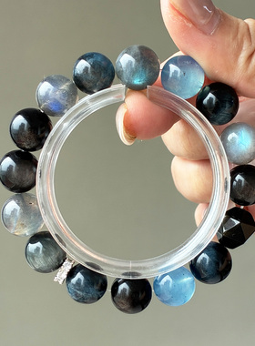 高端稀少水晶魔鬼蓝海蓝宝黑爆闪