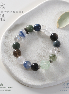 原创水晶手链月光石绿发晶