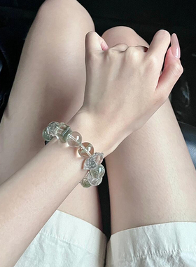天然千层绿幽灵水晶手串定制