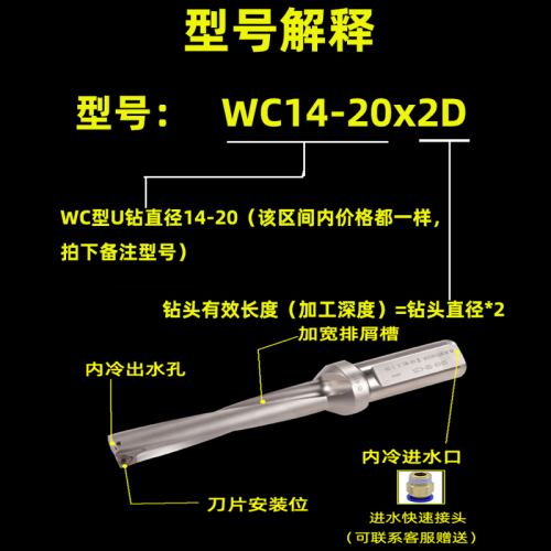 数控快速钻头u钻刀杆车床用暴力钻WC刀片深孔U转加长平底喷水钻头