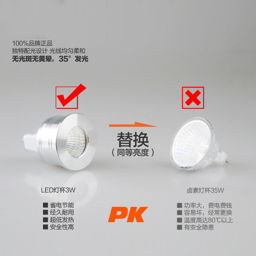 LED射灯灯杯 MR11/12V节能灯泡 GU5.3/GU10/220V插脚光源1W/3W - 图0