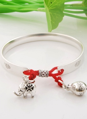 小孩足银刻字定制手镯