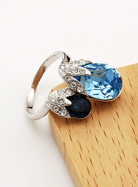 以前很贵断码清仓仅剩4件卖完下架手工镶嵌奥地利水晶戒指