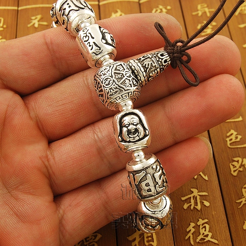 Оригинальный ретро браслет, аксессуар, мужские четки из круглых бусин, серебро 925 пробы