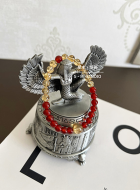 星木原创｜天然红玛瑙巴西黄水晶手串招财新中式五行火土手链饰品