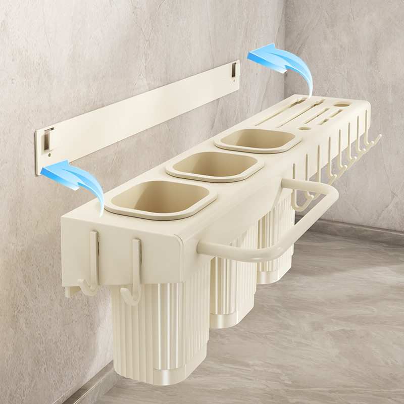New kitchen rack wall-mounted tool multi-functional storage rack chopstick cage rack without punching with hook to hold rags
