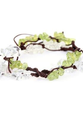 天然手工编织白水晶碎石饰品脚链