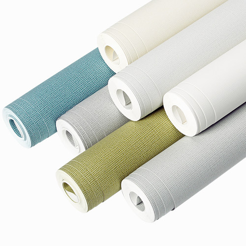 加厚无纺布家用墙纸草编亚麻布纹卧室客厅素色日式简约非自粘壁纸 - 图3