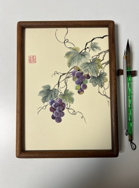 纯手绘国画葡萄国画装饰客厅卧室挂画家居摆画尺寸A4