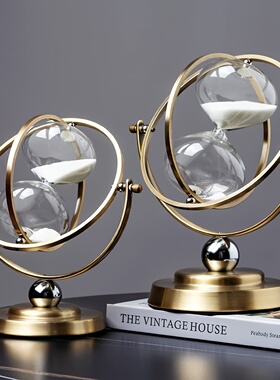 HEDU地球仪Vintage时间沙漏计时器摆件玻璃沙漏高级感流沙工艺品