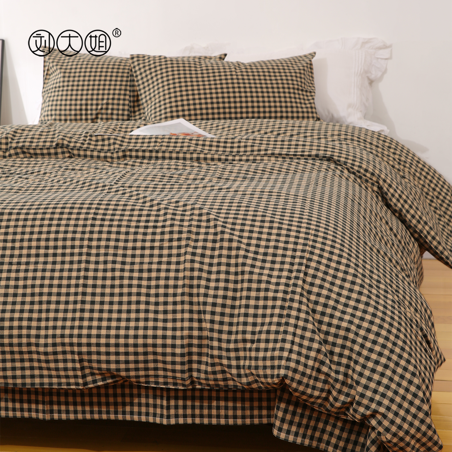 云柔触感 A类全棉水洗棉被套色织纯棉单双人被罩学生床单床笠套件 - 图3