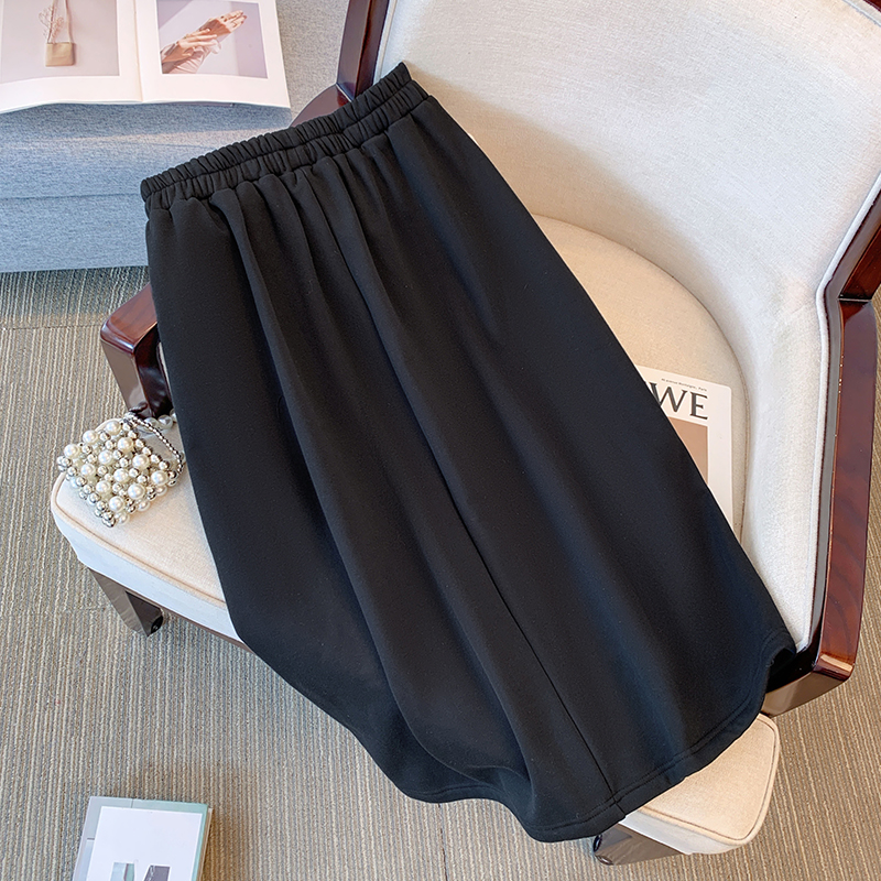 特大码200斤加肥加大秋冬加绒半身裙女中长款胖MM遮肚子显瘦A字裙 - 图0