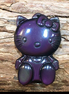 天然黑曜石Kitty猫吊坠