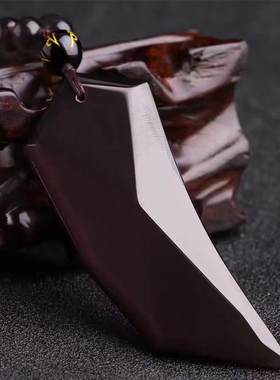 天然黑曜石冰彩项链狼牙吊坠