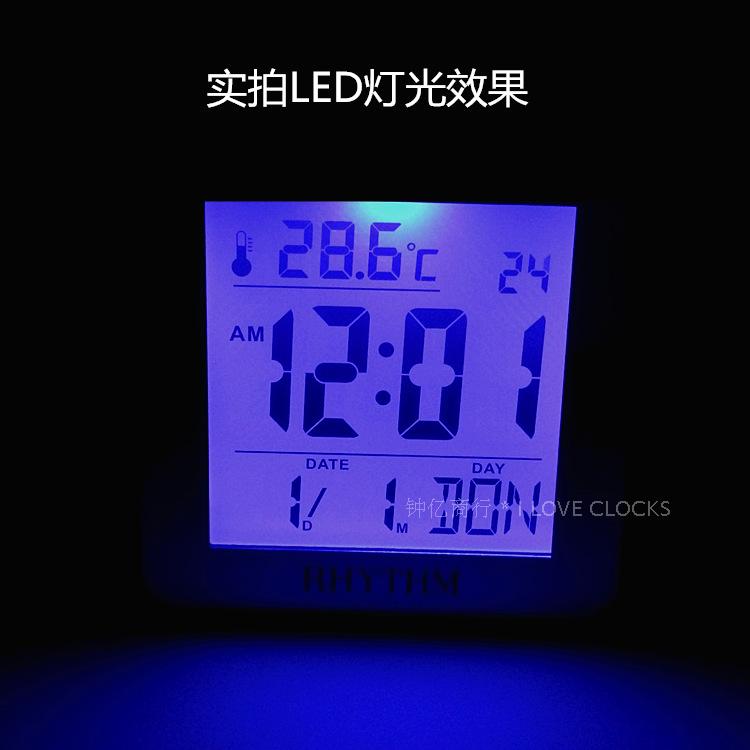 RHYTHM日本丽声钟液晶万年历静音学生用闹钟防贪睡日历夜灯LCT076-图2