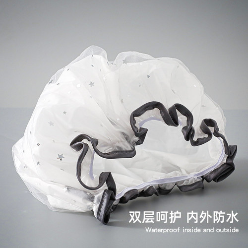 浴帽成人女防水洗澡帽双层加厚加大可爱沐浴帽焗油护理厨房头发罩 - 图2