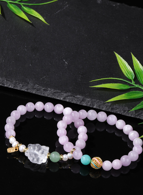 天然5A紫锂辉盐源玛瑙跑环手串